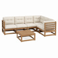 Gartenlounge Ecksofa Set creme Akazienholz L-Form 5-teilig 280 x 140 x 60 cm