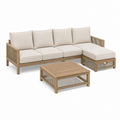 Gartenlounge Set mit Ecksofa und Couchtisch Beige Akazienholz 250 x 160 cm