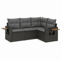 Garten Ecksofa Set Anthrazit PE-Rattan mit Polyesterkissen 210 x 210 x 70 cm