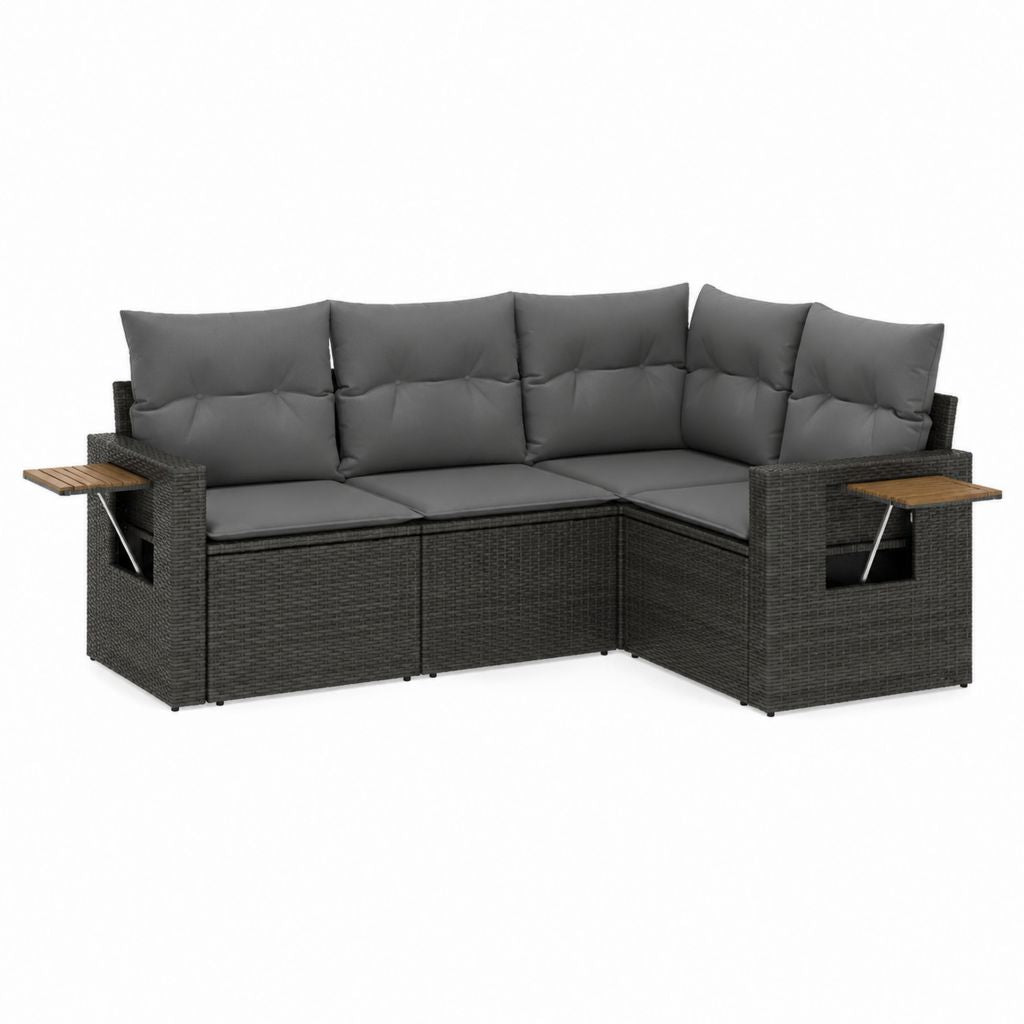 Garten Ecksofa Set Anthrazit PE-Rattan mit Polyesterkissen 210 x 210 x 70 cm