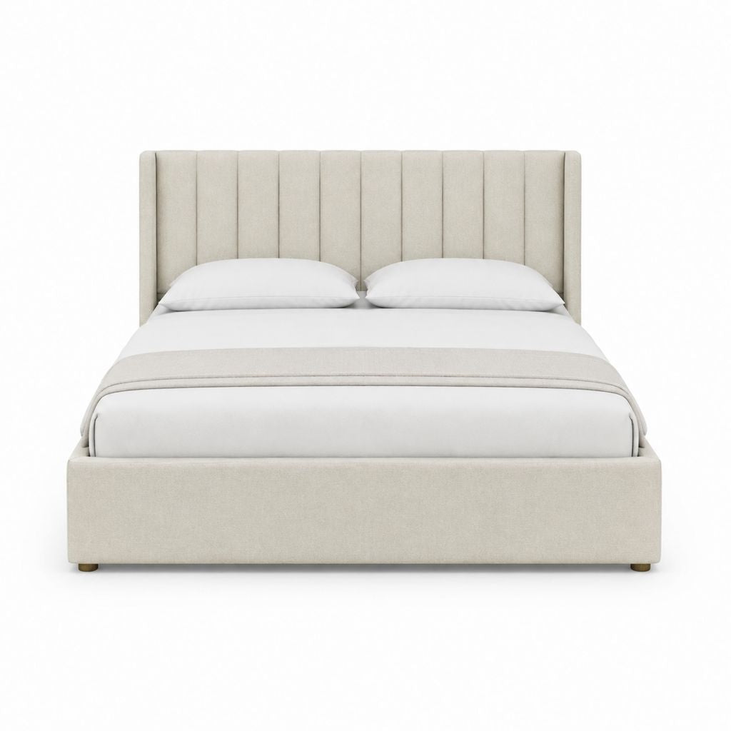 Stauraumbett Doppelbett Beige Polyester Rechteckig 180 x 200 cm