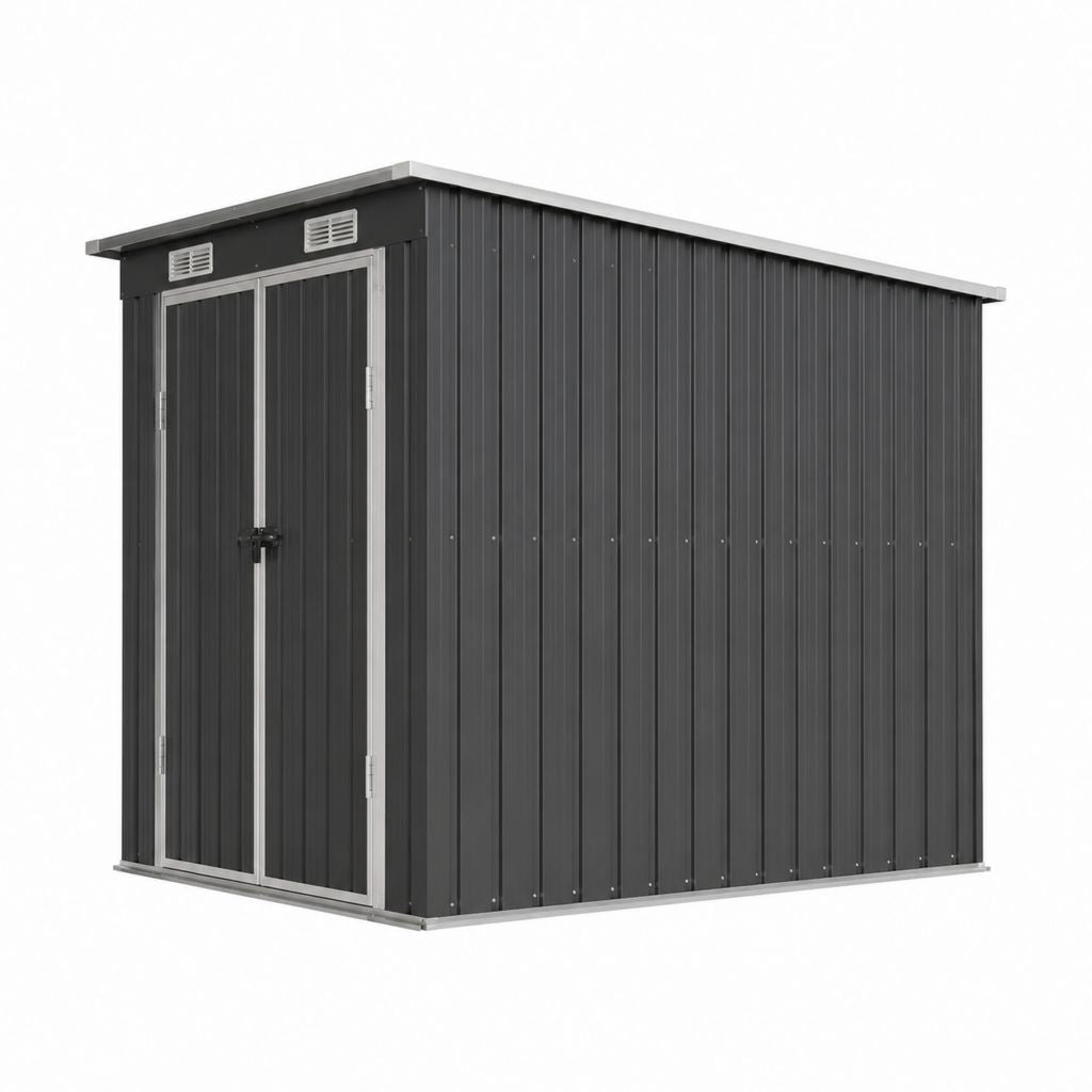 Geräteschuppen Gartenhaus Anthrazit Verzinkter Stahl Rechteckig 213 x 130 x 185 cm