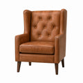 Ohrensessel Braun aus PU-Kunstleder mit Chesterfield-Rückenlehne 78 x 85 x 112 cm