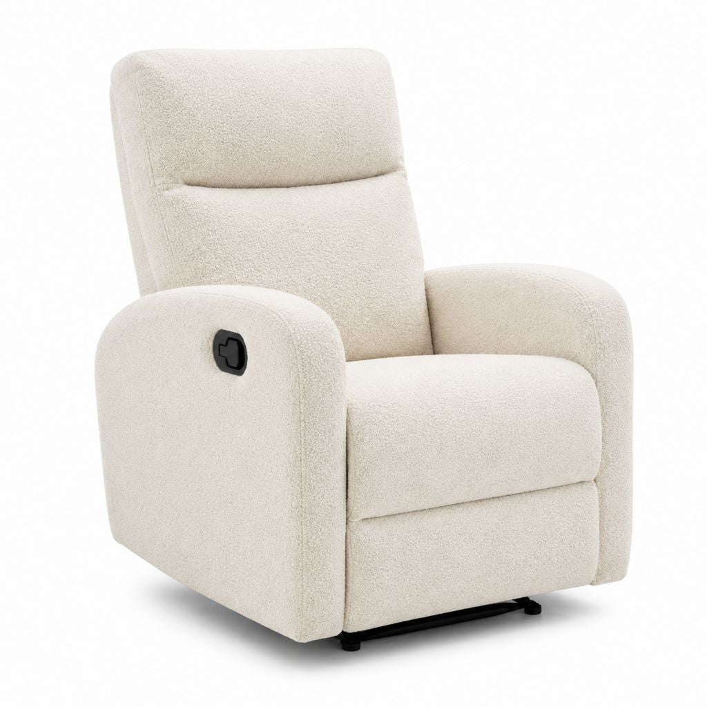 Relaxsessel mit manueller Liegefunktion Creme Bouclé-Polyester 83 x 90 x 104 cm