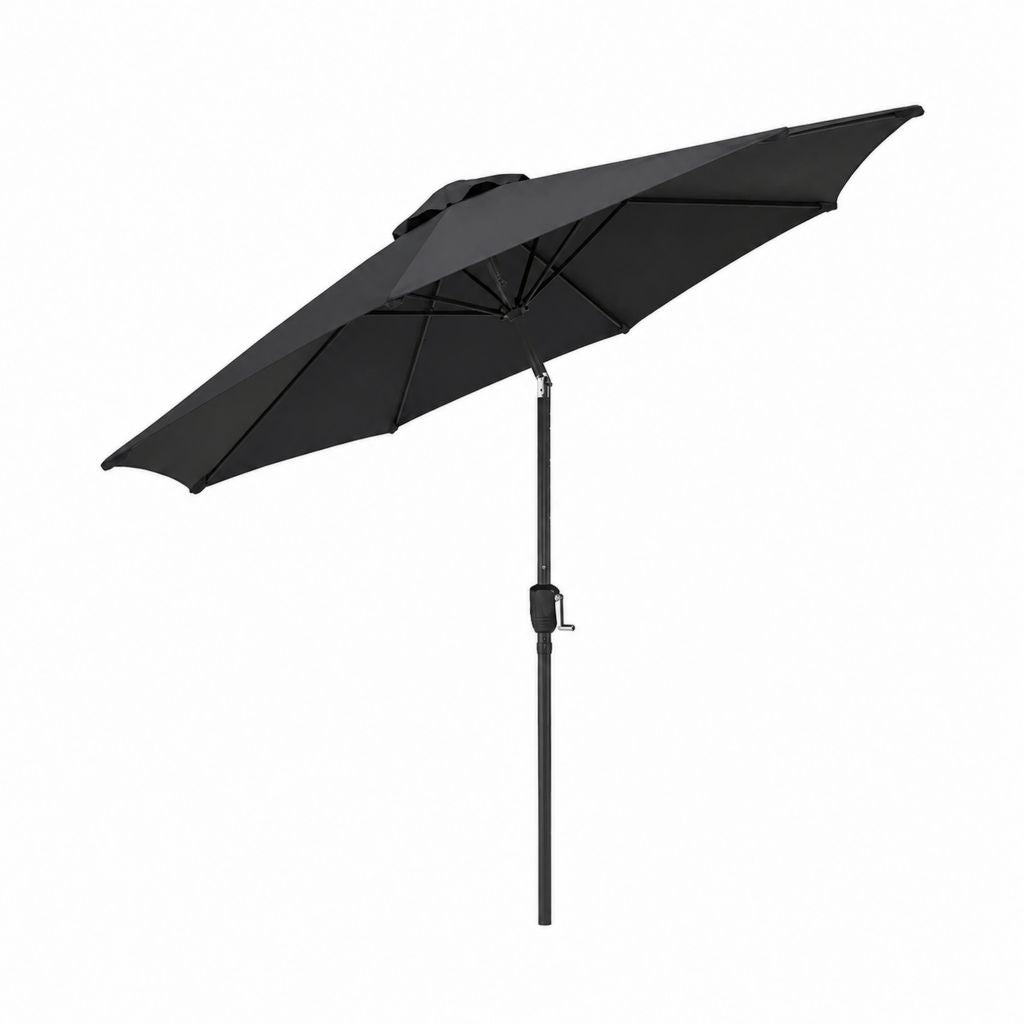 Sonnenschirm Schwarz Polyester Stahl rund Ø 300 cm mit Kurbel und Neigefunktion