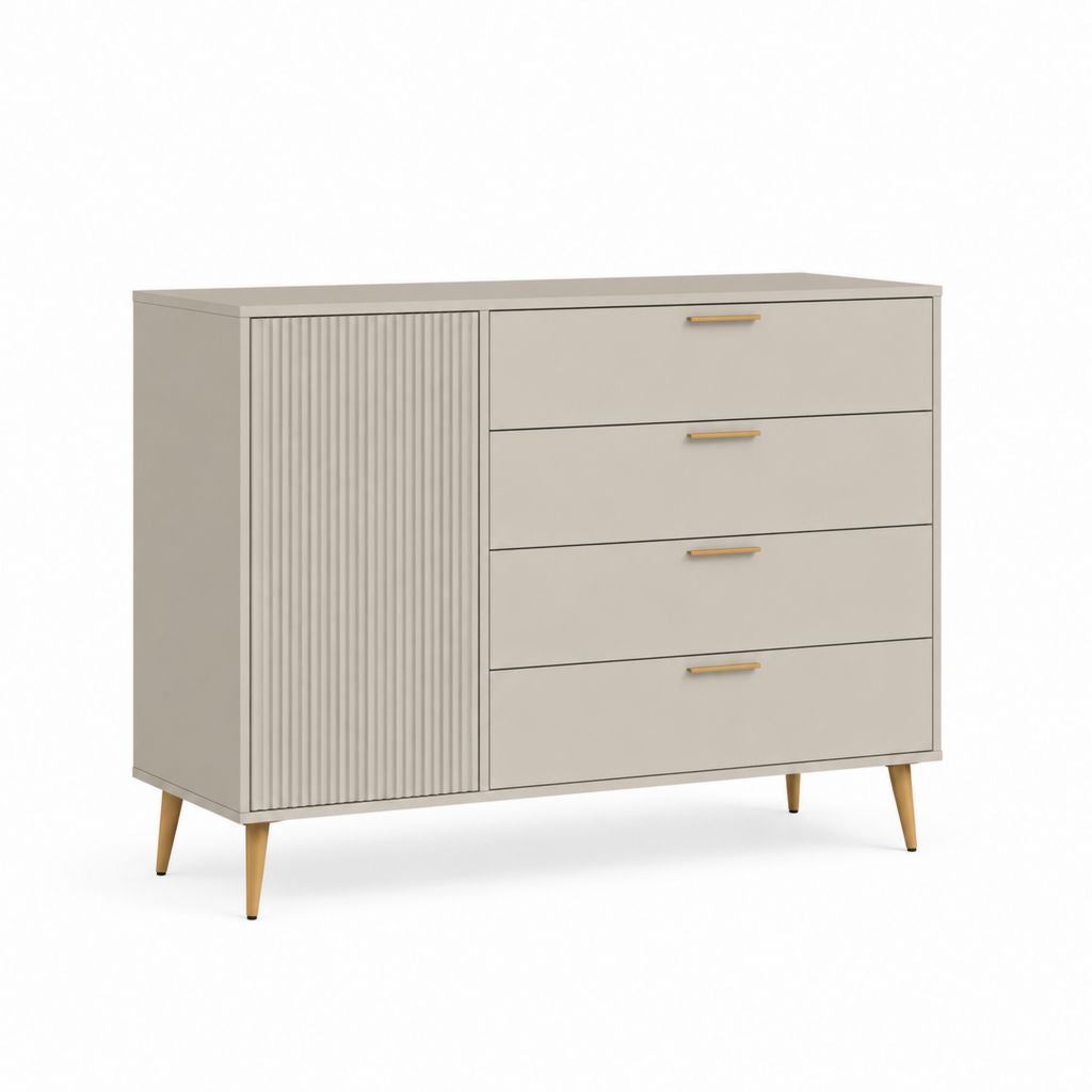 Kommode mit 4 Schubladen und Tür Greige MDF 120 x 40 x 85 cm