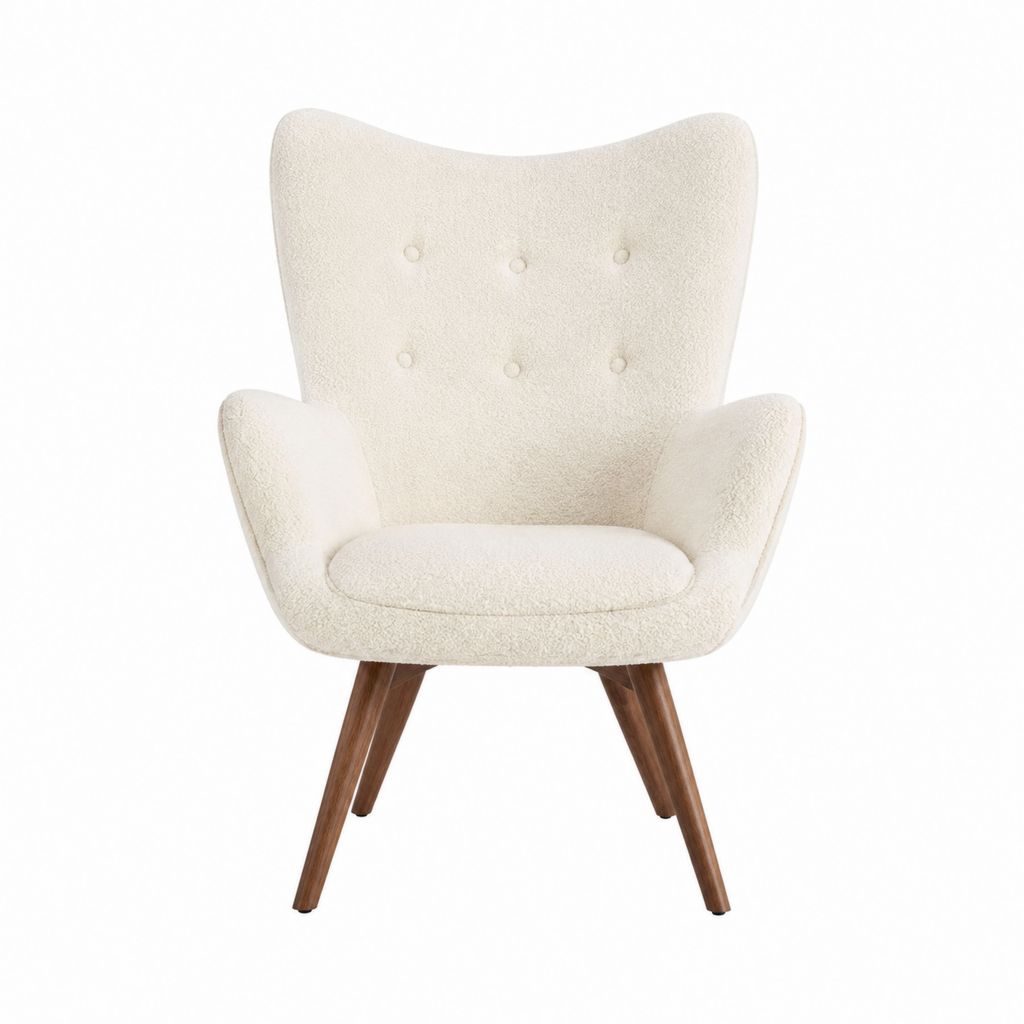 Ohrensessel Creme Bouclé-Polyester geschwungene Form 80 x 83 x 105 cm