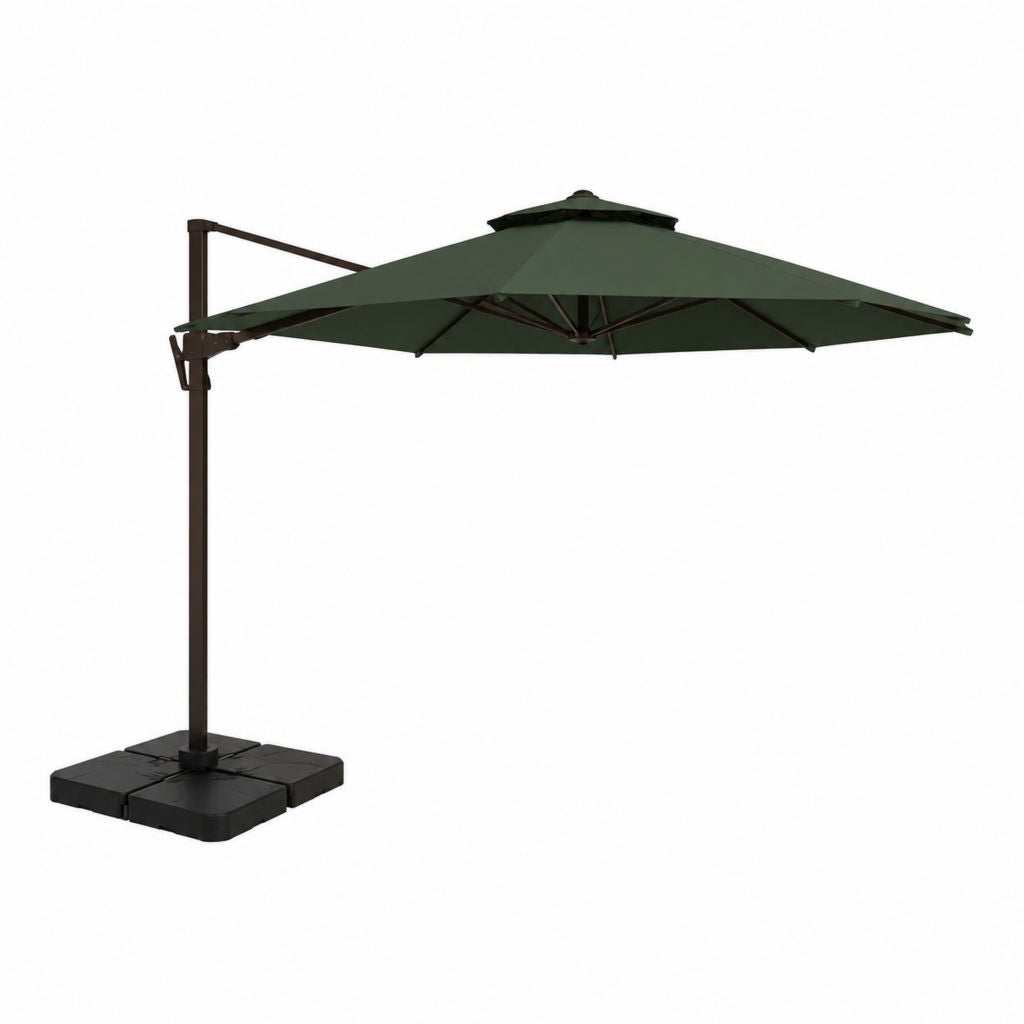 Ampelschirm mit Standfuß Grün Polyester Stahl quadratisch 300 x 300 x 250 cm
