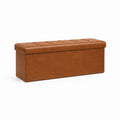 Sitzbank mit Stauraum Cognac PU-Kunstleder rechteckig 110 x 40 x 45 cm