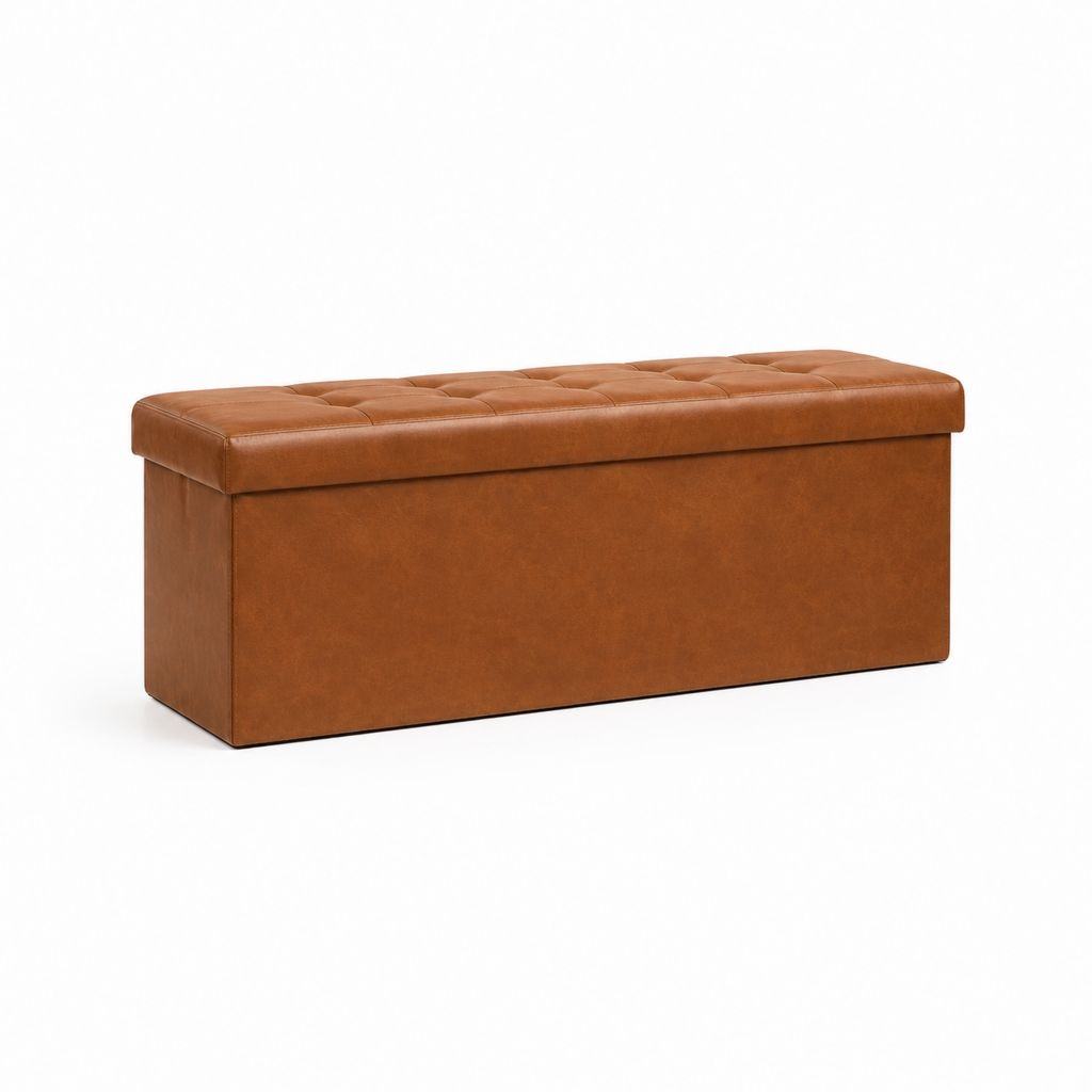Sitzbank mit Stauraum Cognac PU-Kunstleder rechteckig 110 x 40 x 45 cm