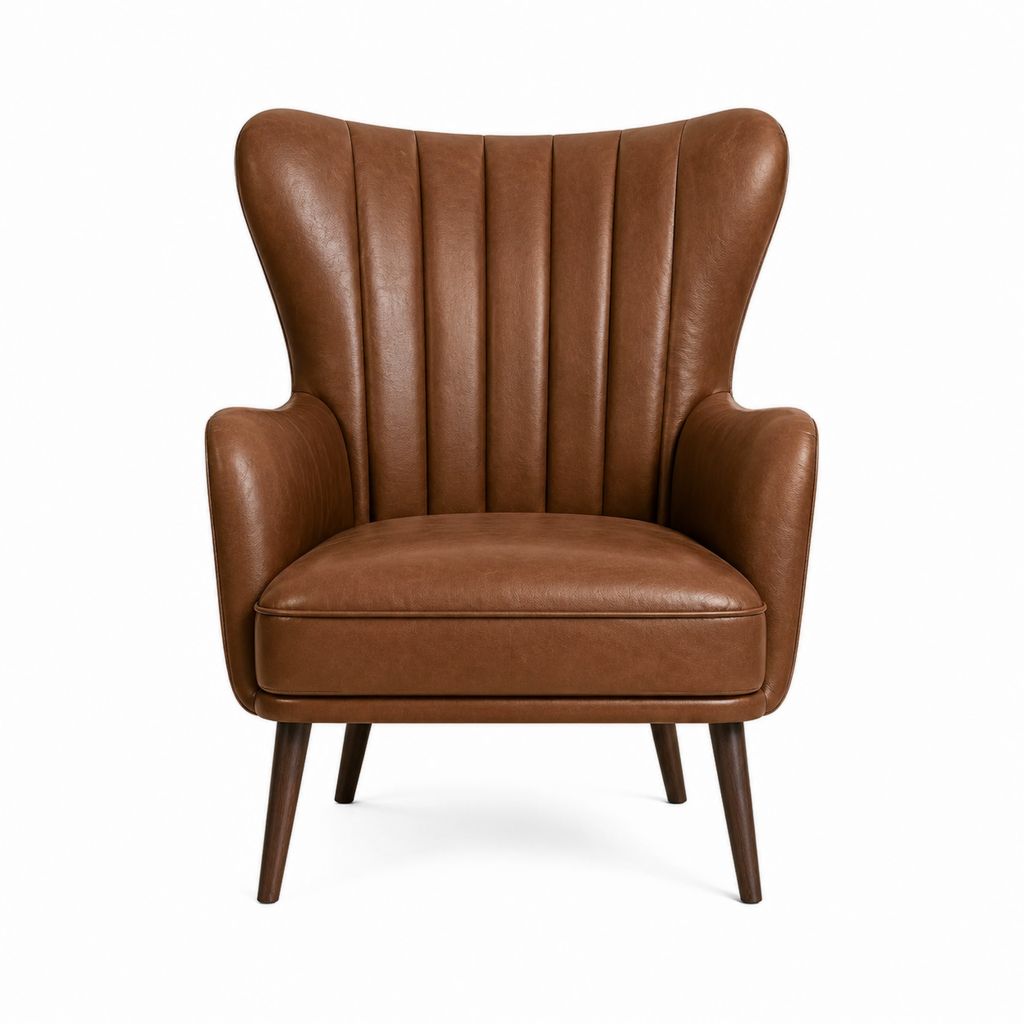 Ohrensessel Cognac PU-Kunstleder mit Holzbeinen 80 x 85 x 108 cm