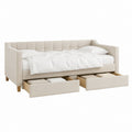 Tagesbett mit 2 Schubladen Beige Polyester Rechteckig 90 x 200 cm