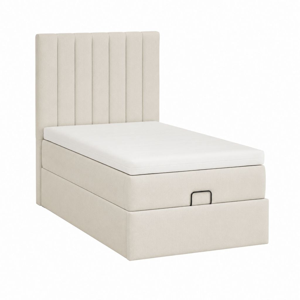 Stauraumbett Polsterbett Creme Polyester Rechteckig 90 x 200 cm