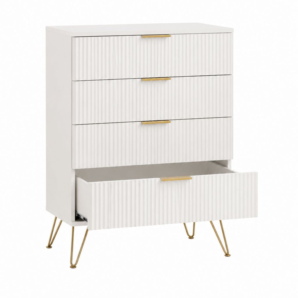 Hochkommode mit 4 Schubladen Weiß MDF 80 x 40 x 110 cm