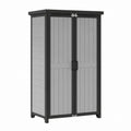 Gartenschrank aus Polypropylen in Grau Schwarz mit 2 Türen 68 x 39 x 166 cm