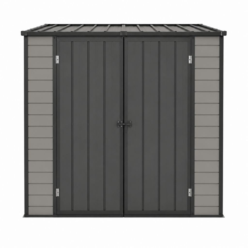 Geräteschuppen aus verzinktem Stahl in Anthrazit Grau rechteckig 191 x 111 x 191 cm mit Doppeltür