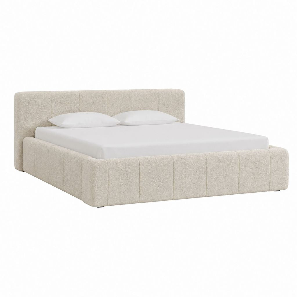 Stauraumbett Polsterbett Creme Polyester Rechteckig 180 x 200 cm
